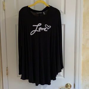 Any Body M black “Love” swaying tunic top!